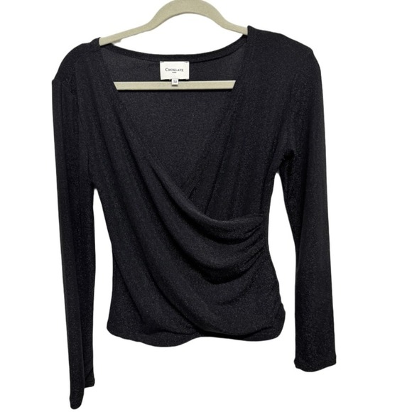 Choklate TU (One Size) Shimmer Black Long Sleeve Y2K Retro Style Size Small - Picture 1 of 5